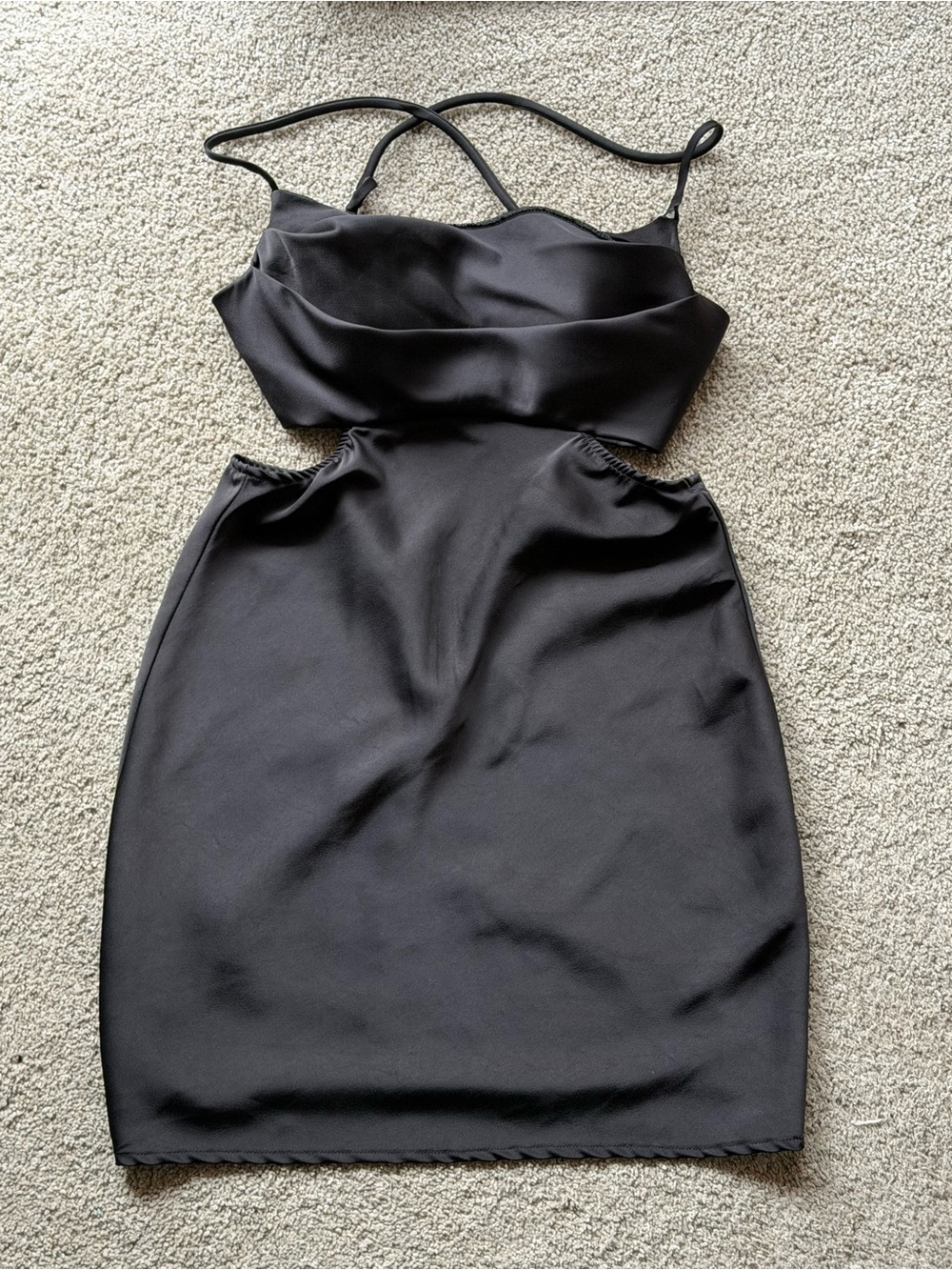 Princess Polly Black Satin Mini Dress